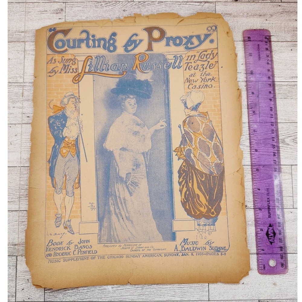 1905 Courting by‎ Proxy Sheet Music Lillian Russell Lady Teazle Musical Comedy